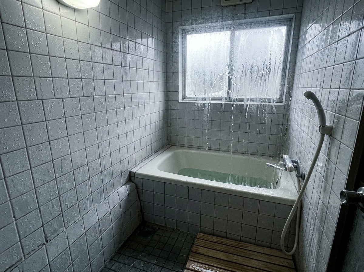 寒い浴室のAI写真