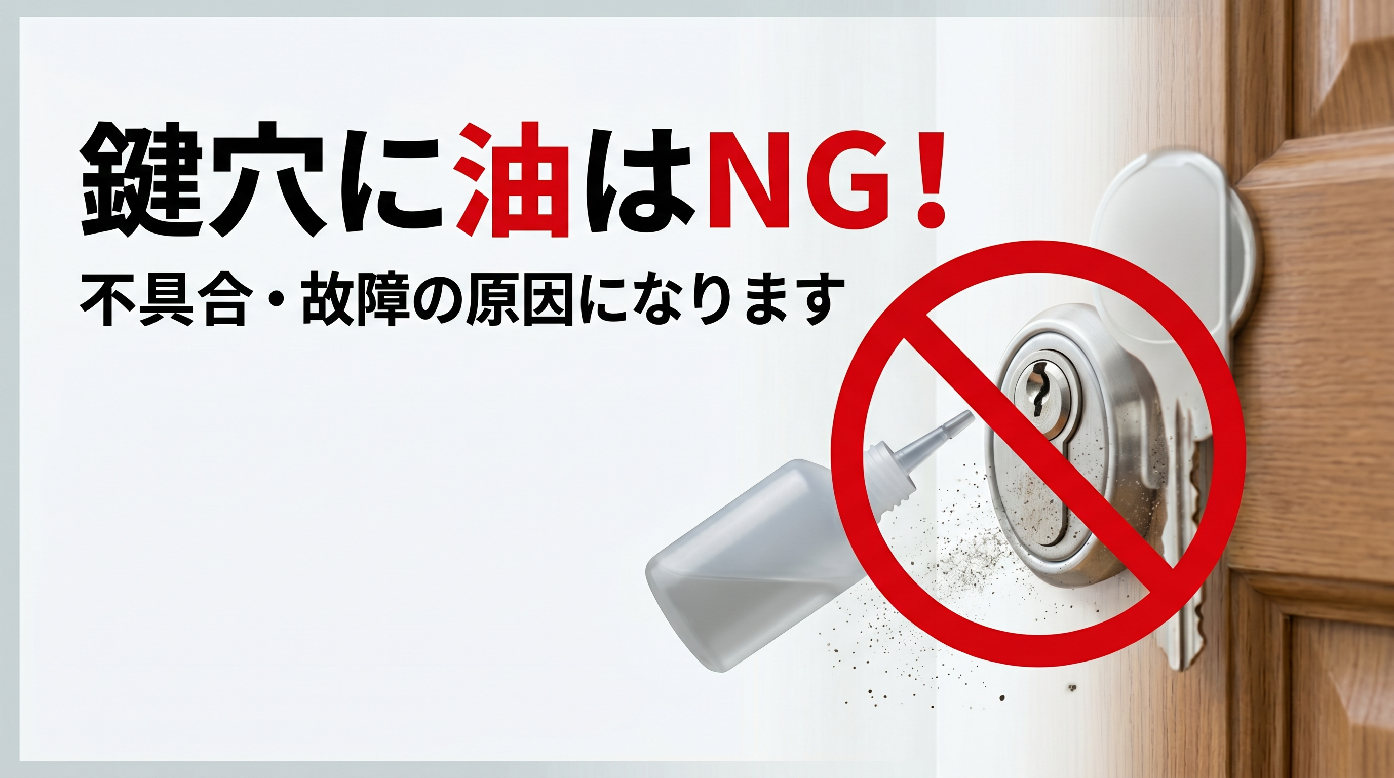 鍵穴に油はNGポスター