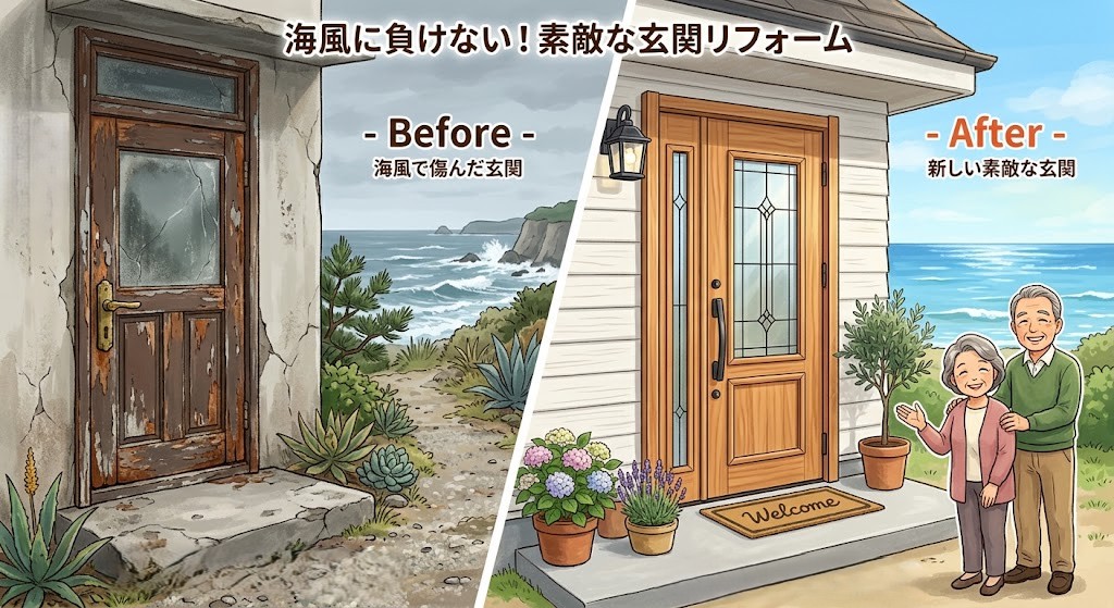 かほく市玄関リフォームイラスト