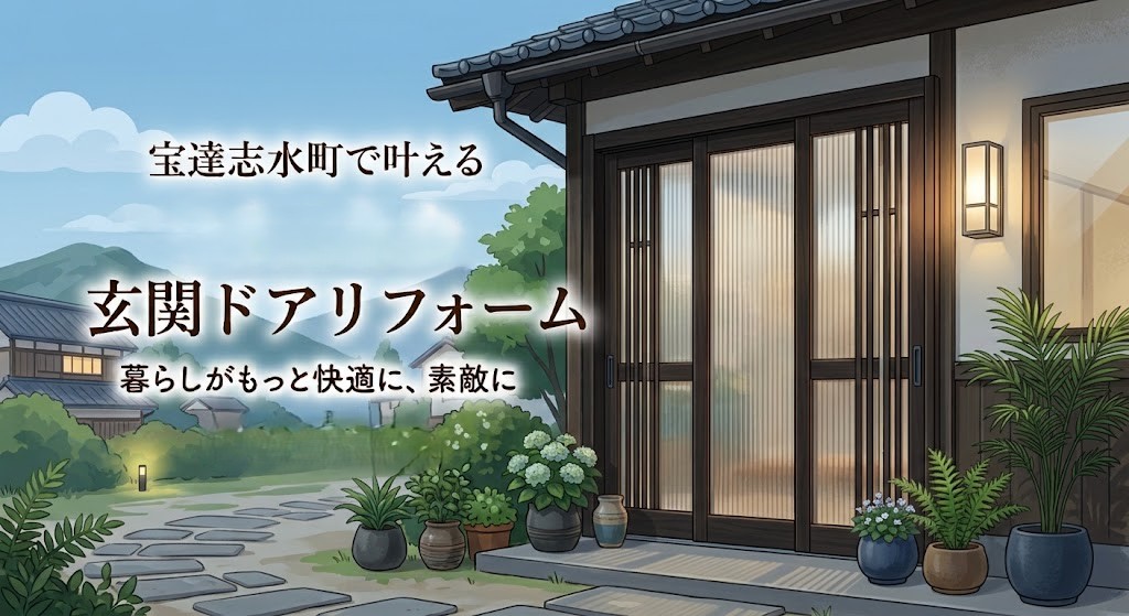 宝達志水町玄関引き戸リフォームイラスト